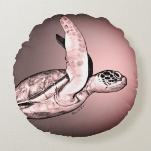 Sea Turtle Power Spirit Animal Round Cushion