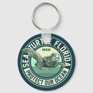 Sea Turtle Protection Custom Monogram Key Ring