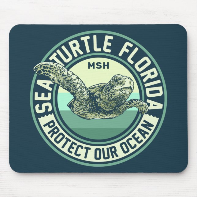 Sea Turtle Protection Custom Monogram Mouse Pad (Front)