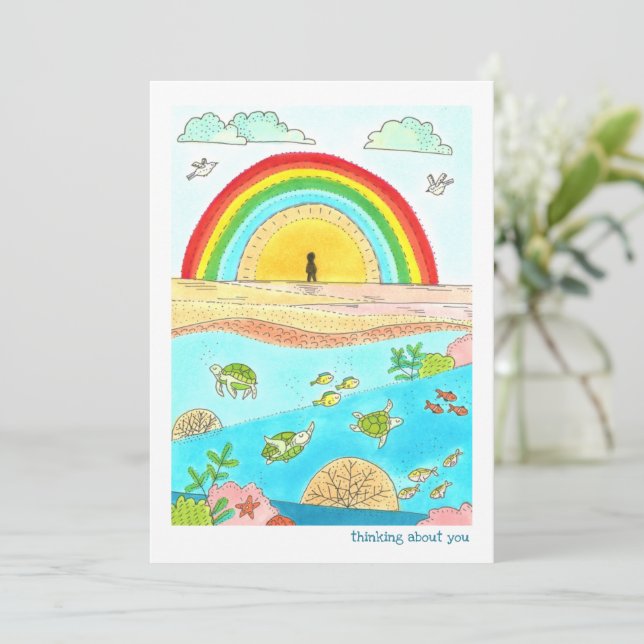 Sea Turtle Rainbow Beach Thinking of You (Standing Front)