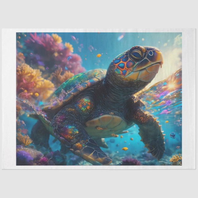 Sea Turtle Rainbow Sea Tissue Paper (Front)