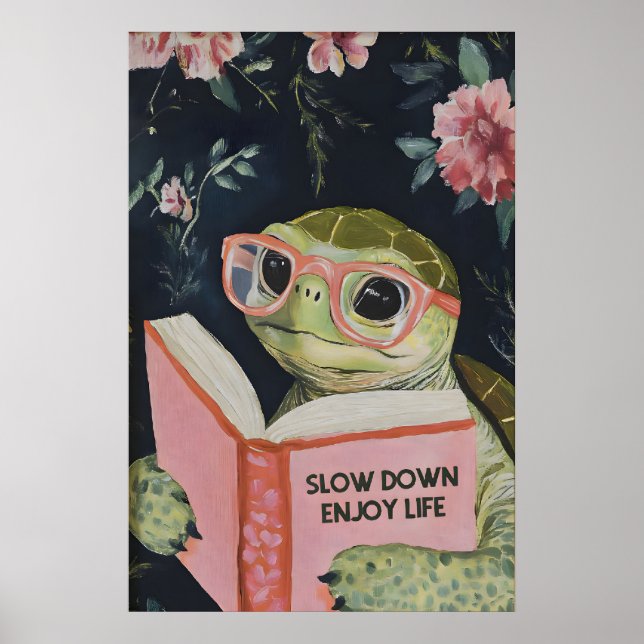 Sea Turtle Reading Enjoy Life Art Print - Funny (Front)