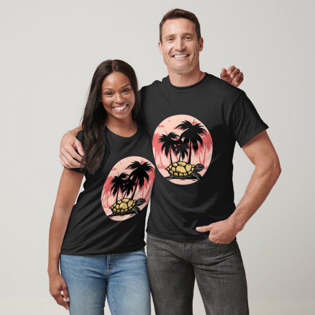 Sea Turtle Resting Under a Coconut Tree T-Shirt (Unisex)
