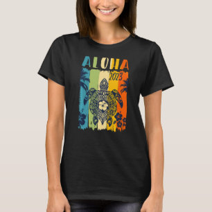 Sea Turtle Retro Aloha Hawaiian Family Vacation T-Shirt