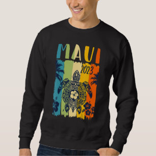 Sea Turtle Retro Maui Hawaiian Family Vacation Sweatshirt