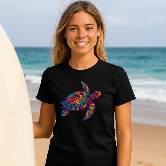 Sea Turtle Retro Psychedelic Art T-Shirt (Creator Uploaded)