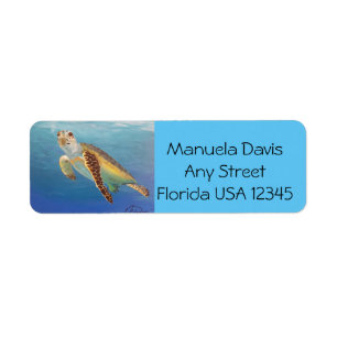 Sea Turtle Return Address Label