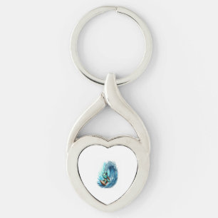 Sea Turtle Rides Emotion Wave. Key Ring