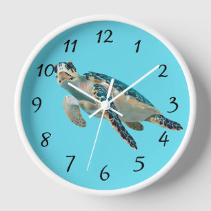 Sea Turtle round clark Clock