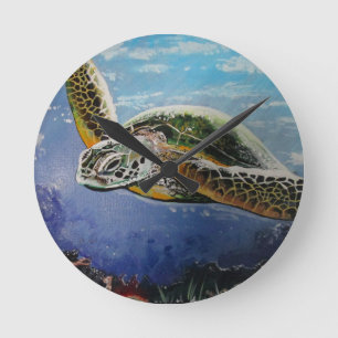 Sea Turtle Round Clock