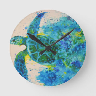 sea turtle round clock
