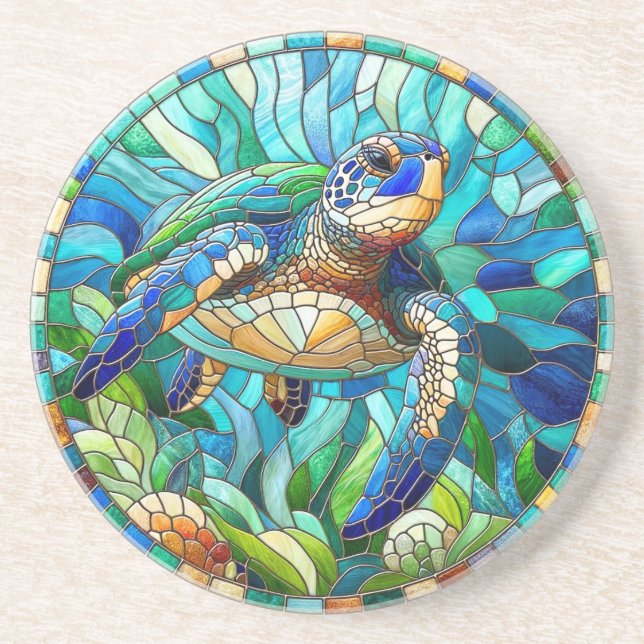 Sea Turtle Sandstone Coaster (Front)