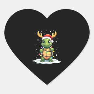 Sea Turtle Santa Christmas Lights Cute Xmas Men Wo Heart Sticker