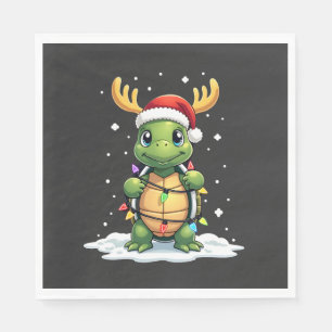 Sea Turtle Santa Christmas Lights Cute Xmas Men Wo Napkin