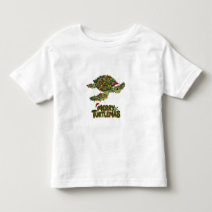 Sea Turtle Santa Hat Christmas Lights Merry Turtle Toddler T-Shirt