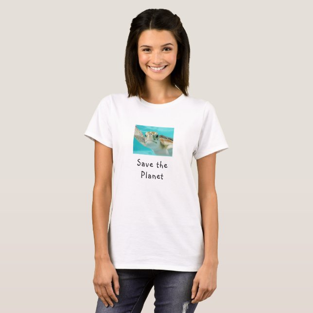 Sea Turtle Save The Planet T-Shirt (Front Full)
