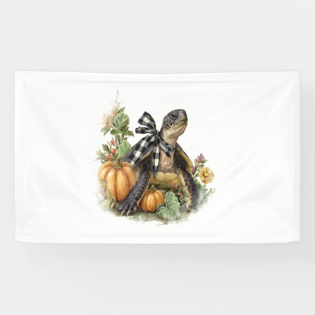 Sea Turtle Shirt Animals Autumn Pumpkin Banner (Horizontal)