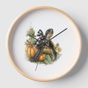 Sea Turtle Shirt Animals Autumn Pumpkin Clock