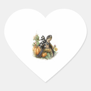 Sea Turtle Shirt Animals Autumn Pumpkin Heart Sticker