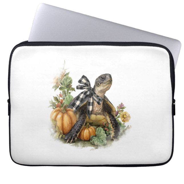 Sea Turtle Shirt Animals Autumn Pumpkin Laptop Sleeve (Front)
