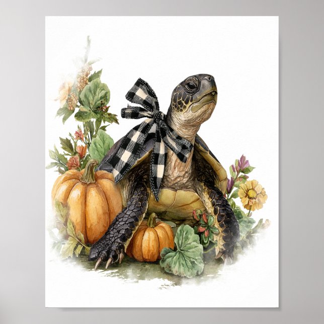 Sea Turtle Shirt Animals Autumn Pumpkin Poster (Front)