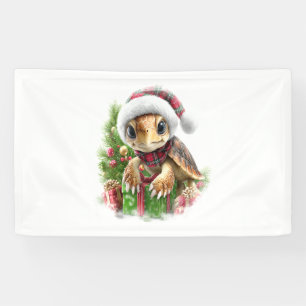Sea Turtle Shirt Christmas Santa Hat Banner