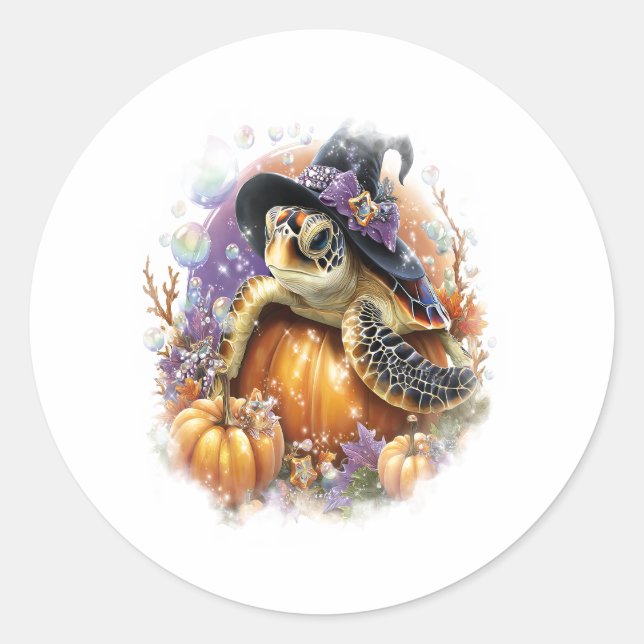 Sea Turtle Shirt Sea Halloween Classic Round Sticker (Front)