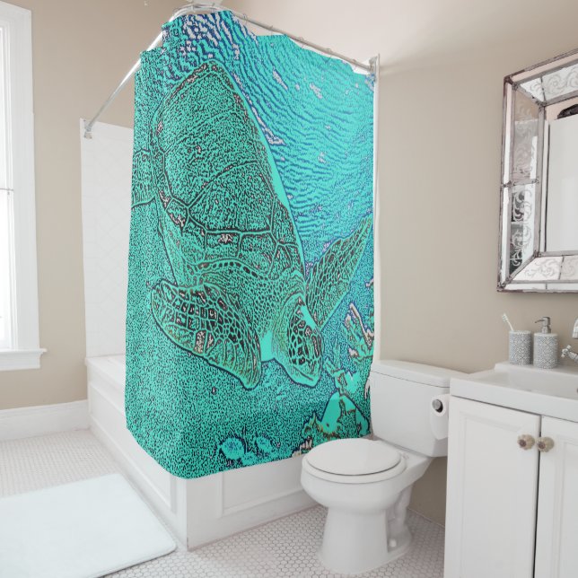 Sea Turtle Shower Curtain (In Situ)