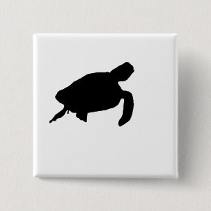 Sea Turtle Silhouette 15 Cm Square Badge