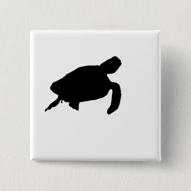 Sea Turtle Silhouette 15 Cm Square Badge (Front)