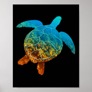 Sea Turtle Silhouette Earth Day And Ocean Week Lon Poster