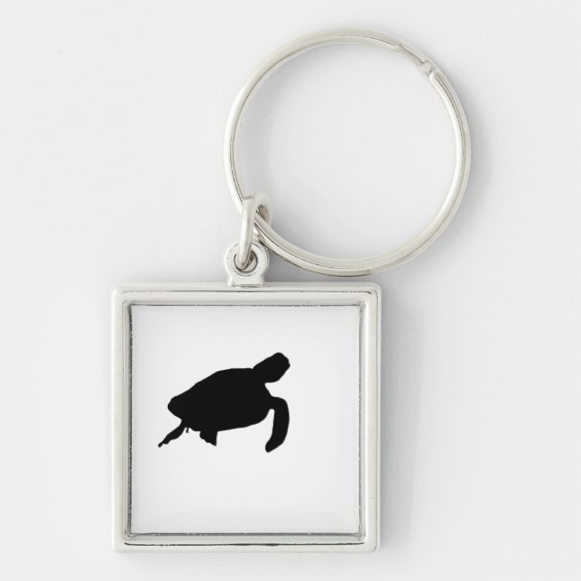 Sea Turtle Silhouette Key Ring (Front)