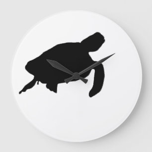 Sea Turtle Silhouette Large Clock
