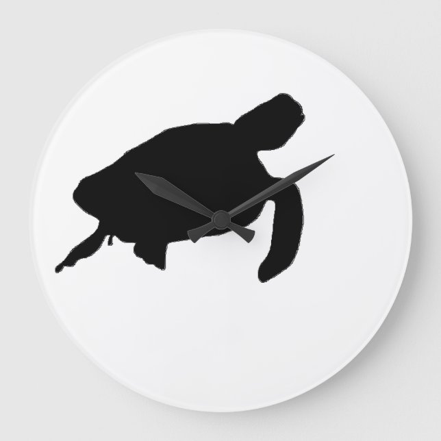 Sea Turtle Silhouette Large Clock (Front)