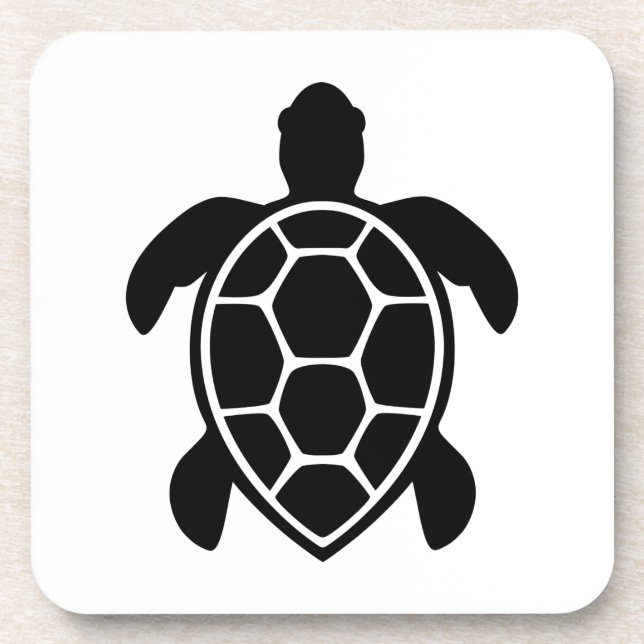Sea Turtle Silhouette Minimalist Coaster (Front)