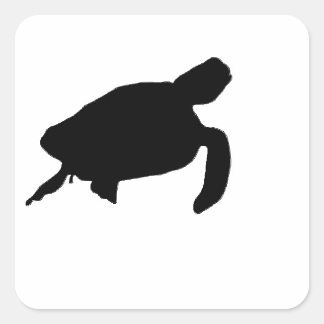 Sea Turtle Silhouette Square Sticker (Front)