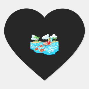 Sea Turtle Sleigh Santa Beach Surfboard Christmas Heart Sticker