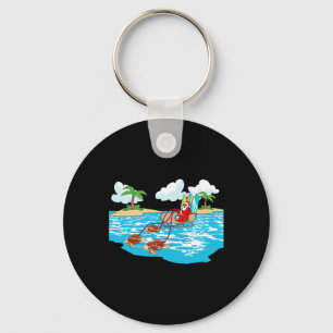 Sea Turtle Sleigh Santa Beach Surfboard Christmas Key Ring