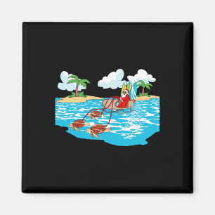 Sea Turtle Sleigh Santa Beach Surfboard Christmas  Magnet