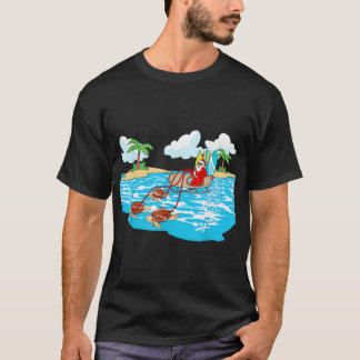 Sea Turtle Sleigh Santa Beach Surfboard Christmas  T-Shirt