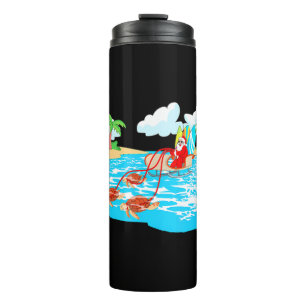 Sea Turtle Sleigh Santa Beach Surfboard Christmas Thermal Tumbler
