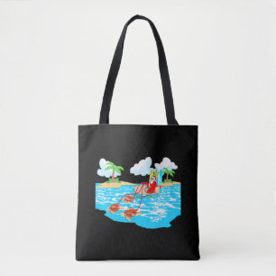 Sea Turtle Sleigh Santa Beach Surfboard Christmas Tote Bag