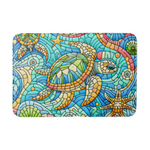 Sea Turtle Stained Glass Bath Mat