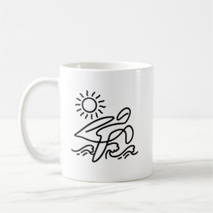 Sea Turtle Sun Beach Vacation Minimalist Line Art Coffee Mug
