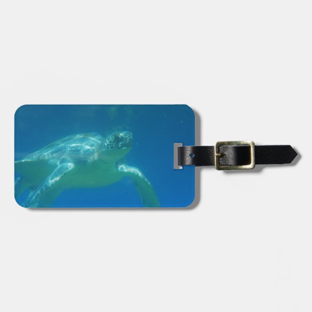 Sea Turtle Swim Luggage Tag (Front Horizontal)