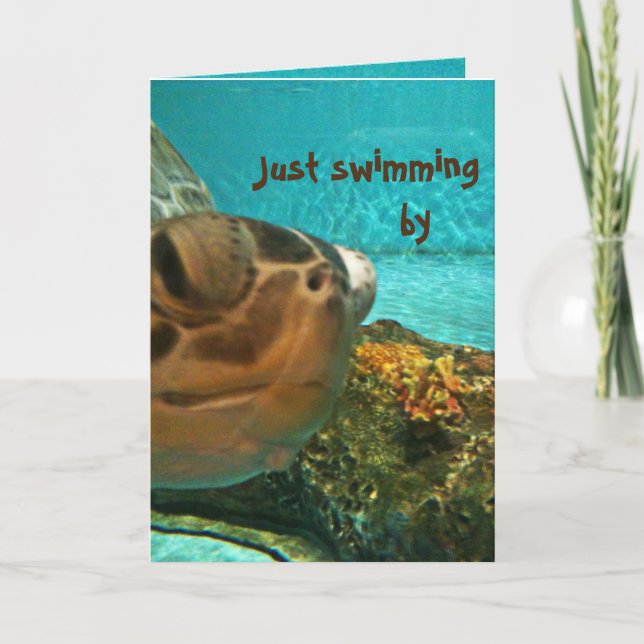 Sea Turtle Swimming By Father's Day Card (Front)