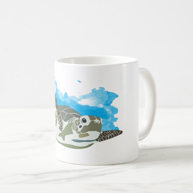Sea Turtle Swimming  Coffee Mug (Front Right)