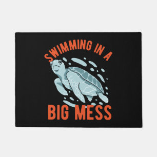 Sea Turtle Swimming In Big Mess Doormat