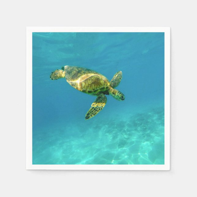 Sea Turtle swimming in turquoise ocean water Napkin (Front)