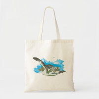 Sea Turtle Swimming in Watercolor Design
